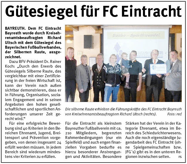Verleihung der Silbernen Raute im Eintracht-Heim