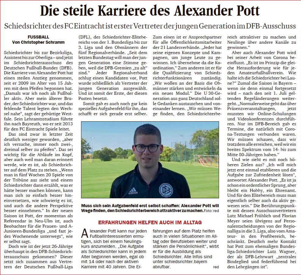 Bericht über Alexander Pott im Nordbayerischen Kurier