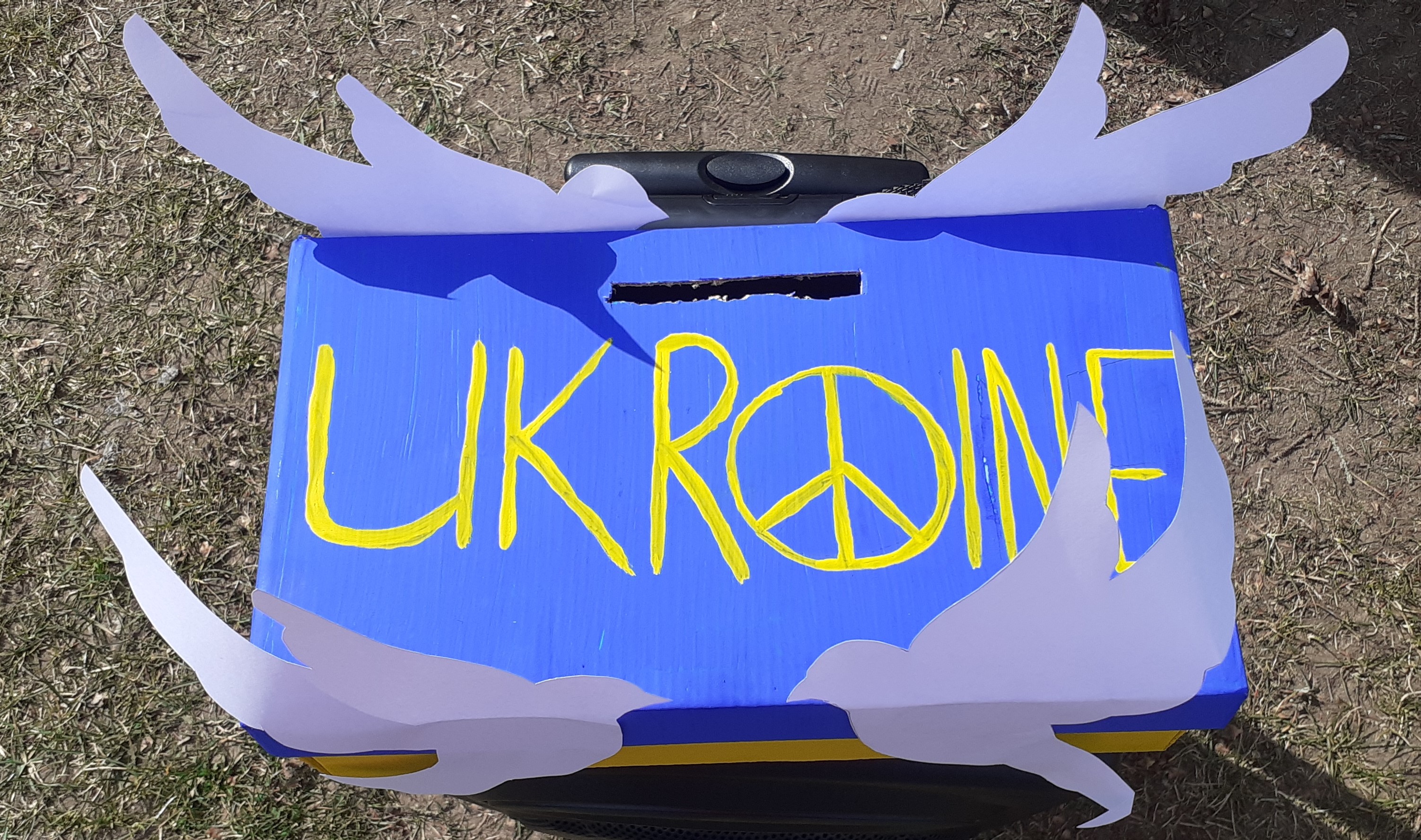 Die Spendenbox zugunsten der Ukraine
